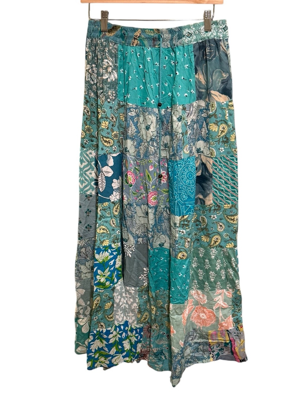 NWT India Boutique Teal Patchwork Maxi Skirt - Free Size